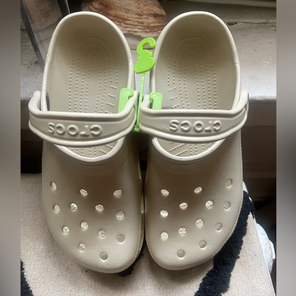 CROCS Cream Sandals with Perforated Design